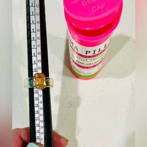 Emma Pills Clear Lucite Ring w/ Amber Emerald-Cut Stone – Size 6 NWOT